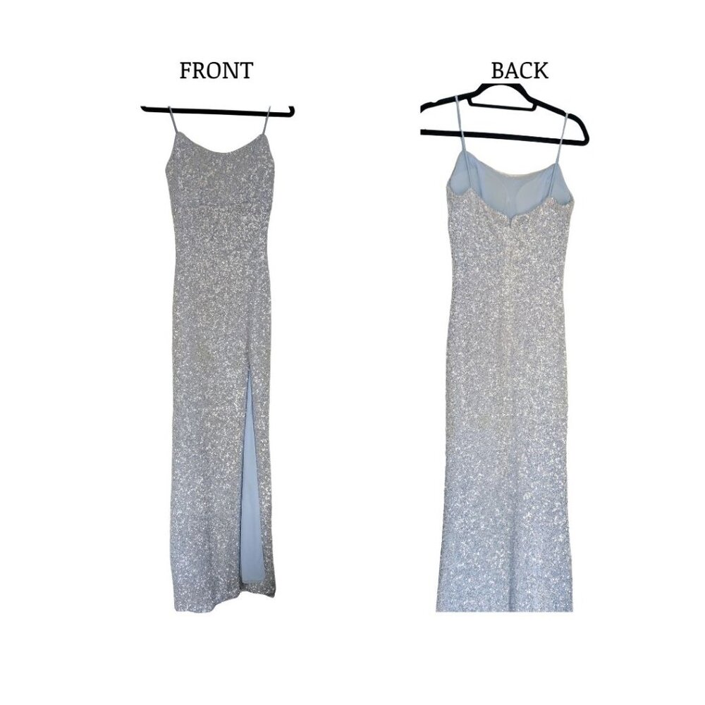 Betsy & Adam Ice Blue Sequin Gown | Size 6 | Formal Evening Dress